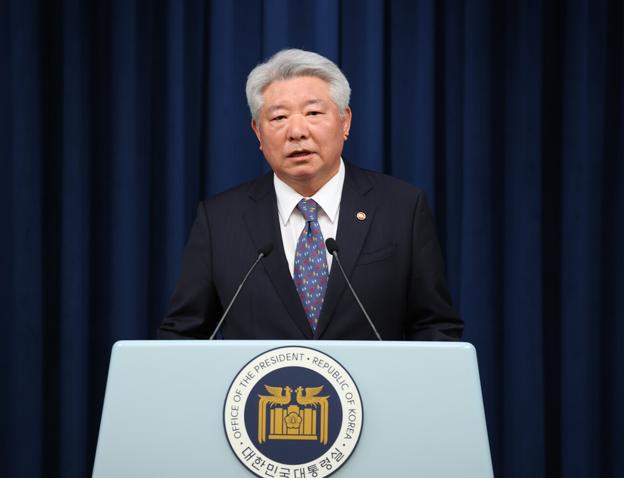 김홍일 방송통신위원장 후보자가 지난 6일 서울 용산 대통령실 청사에서 소감을 말하고 있다.