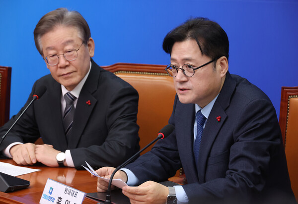 더불어민주당 홍익표 원내대표가 20일 국회에서 열린 최고위원회의에서 발언을 하고 있다