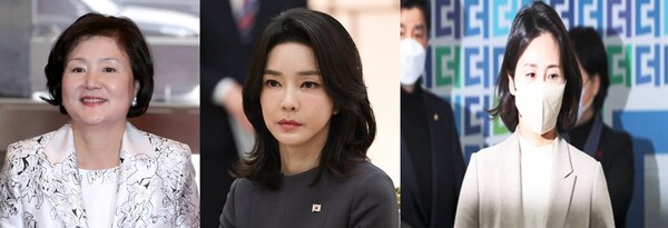 (왼쪽부터)문재인 전 대통령의 아내 김정숙 여사, 윤석열 대통령의 아내 김건희 여사, 민주당 이재명 대표 아내 김혜경 씨