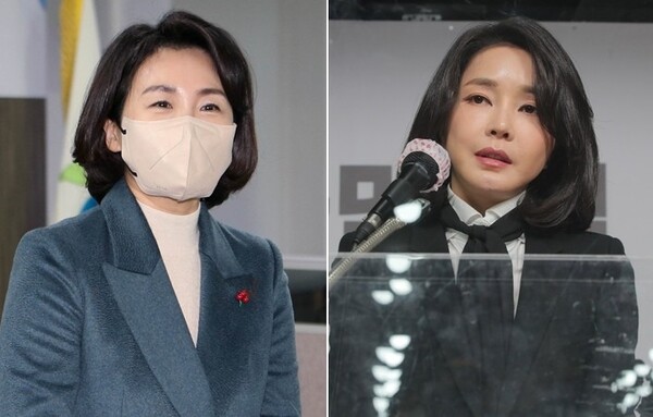이재명 대표의 아내 김혜경씨(왼쪽)와 윤석열 대통령의 아내 김건희 여사(오른쪽)