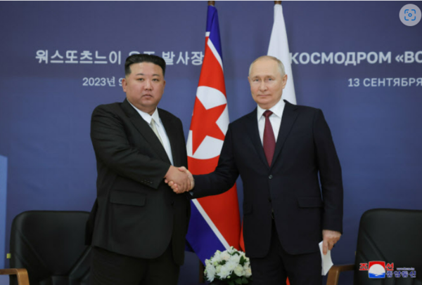 지난해 9월 김정은 북한 국무위원장과 푸틴 대통령의 정상회담 (사진=평양 조선중앙통신/연합뉴스)