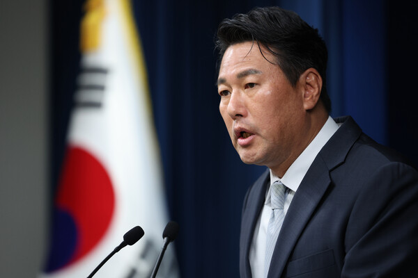  김태효 국가안보실 제1차장이 22일 서울 용산 대통령실 청사에서 북한군의 러시아 파병 등 현안에 관해 브리핑하고 있다(연합뉴스)