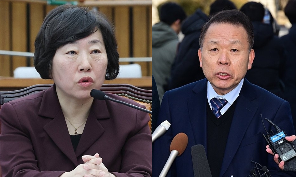 (좌측)정계선 헌법재판관과 국회 탄핵소추대리인단의 공동대표인 김이수 변호사.