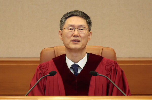 27일 서울 종로구 헌법재판소에서 최상목 대통령 권한대행 부총리 겸 기획재정부 장관이 마은혁 헌법재판소 재판관 후보자를 임명하지 않은 것이 위헌인지 여부에 대한 권한쟁의심판 사건이 열리고 있다(연합뉴스)