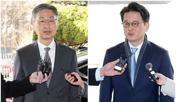 지난 13일 오후 최재해 감사원장(왼쪽)과 이창수 중앙지검장이 종로구 감사원, 서초구 서울중앙지검으로 각각 출근을 하고 있다. [사진=연합뉴스]