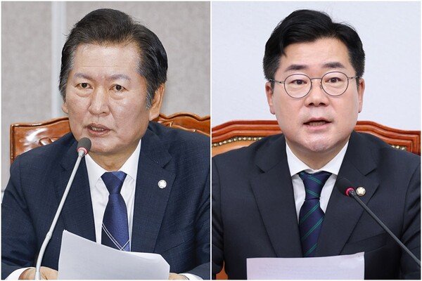정청래 의원(왼쪽)-박찬대 원내대표(오른쪽) [사진=연합뉴스]