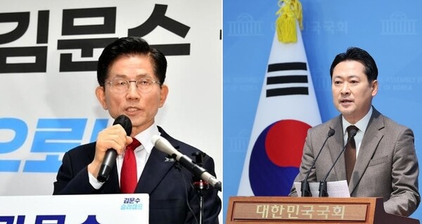 국민의힘 전당대회에 출마 의사를 밝힌 김문수 전 고용노동부 장관과 장동혁 의원