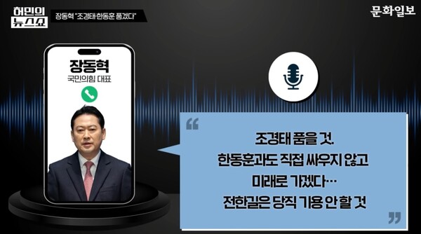 지난 2일 방송된 문화일보 유튜브 '허민의 뉴스쇼' /출처 = 문화일보 유튜브 캡처