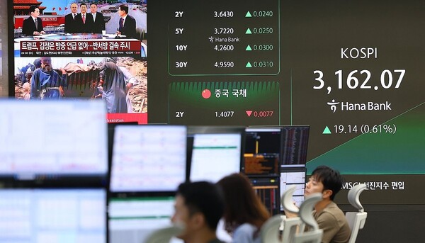 서울 중구 하나은행 본점 딜링룸 ＠연합뉴스