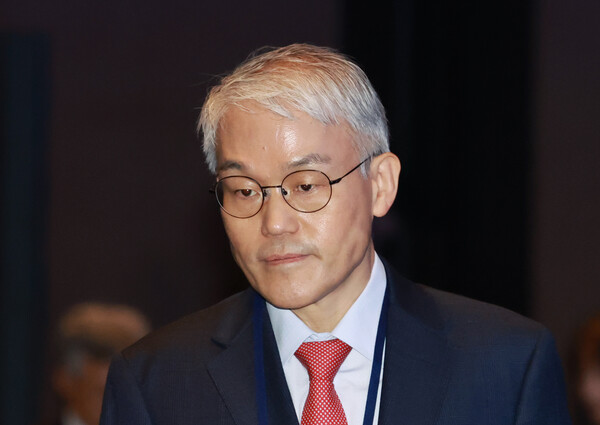 천대엽 법원행정처장이 22일 서울 중구 신라호텔에서 열린 '2025 세종 국제 콘퍼런스' 개회식에 참석하고 있다(연합뉴스)