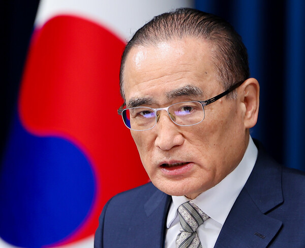 위성락 국가안보실장이 29일 용산 대통령실에서 이시바 시게루 일본 총리 방한 관련 브리핑을 하고 있다(연합뉴스)