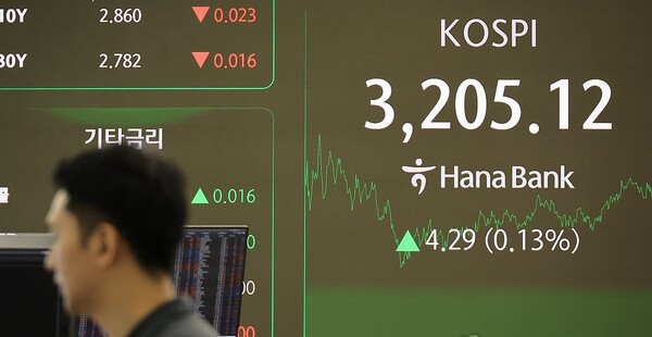 서울 중구 하나은행 딜링룸에서 직원들이 증시와 환율을 모니터하고 있다 [사진=연합뉴스]