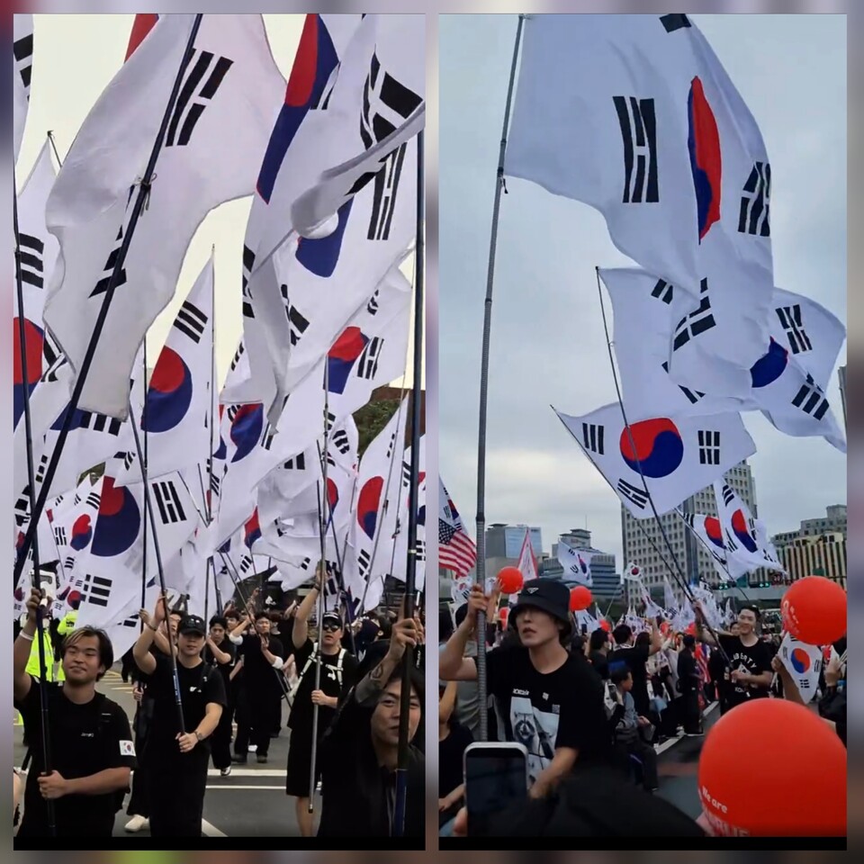 보수 성향 청년단체연합과 자유대학, 개천절 '플래그 데이(Flag Day)' 대규모 행진 성료/ 출처=제보사진