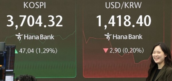 16일 서울 중구 하나은행 딜링룸 현황판에 코스피 지수 등이 표시되고 있다. @연합뉴스