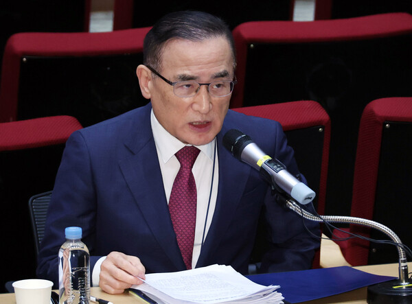 위성락 국가안보실장이 16일 용산 대통령실에서 캄보디아 한국인 대상 범죄 관련 브리핑을 하고 있다(연합뉴스)