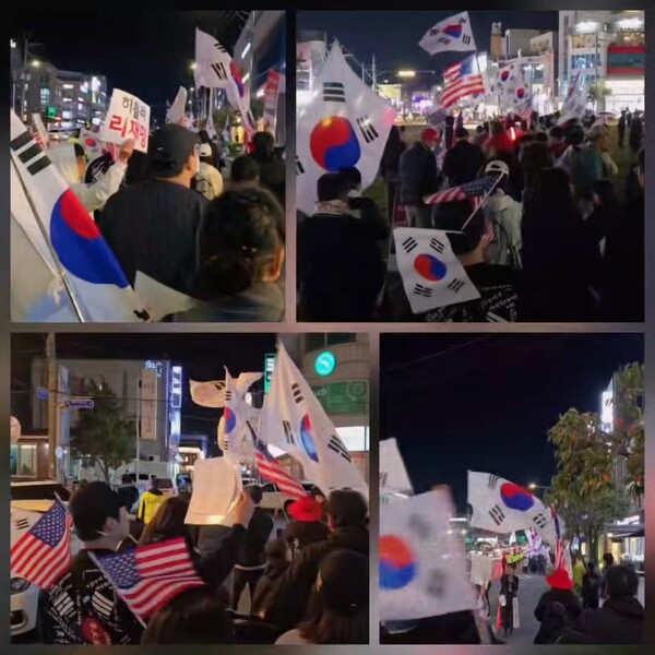 "우리가 대한민국 지켜유~"... '충청연합 애국청년단', 보령시 대천 "중국 공산당 아웃, 부정선거 척결" 2차 행진