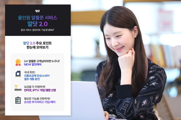 모델이 새롭게 개편한 알닷 2.0을 소개하고 있다 [사진=LG유플러스]