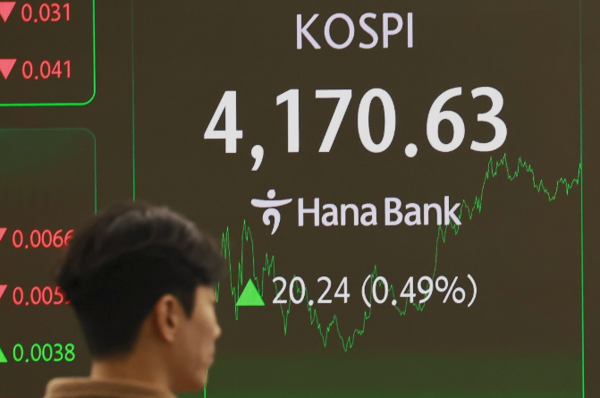 13일 서울 을지로 하나은행 본점 딜링룸 증시 현황판에 코스피가 표시되고 있다. (사진=연합뉴스)