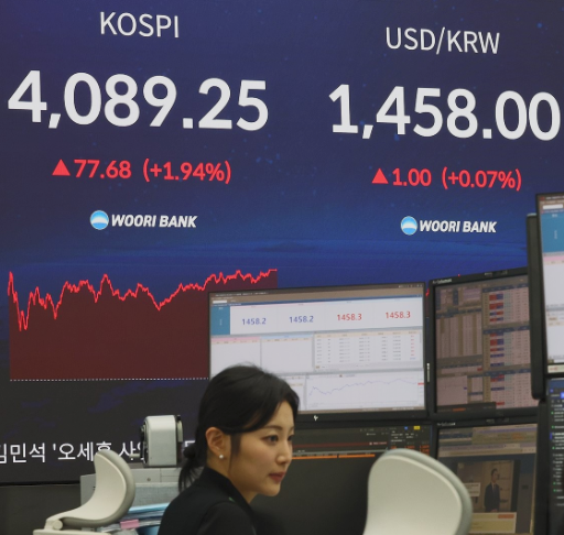 17일 오후 서울 중구 우리은행 본점 딜링룸 현황판에 코스피 지수가 표시돼 있다. (사진=연합뉴스)