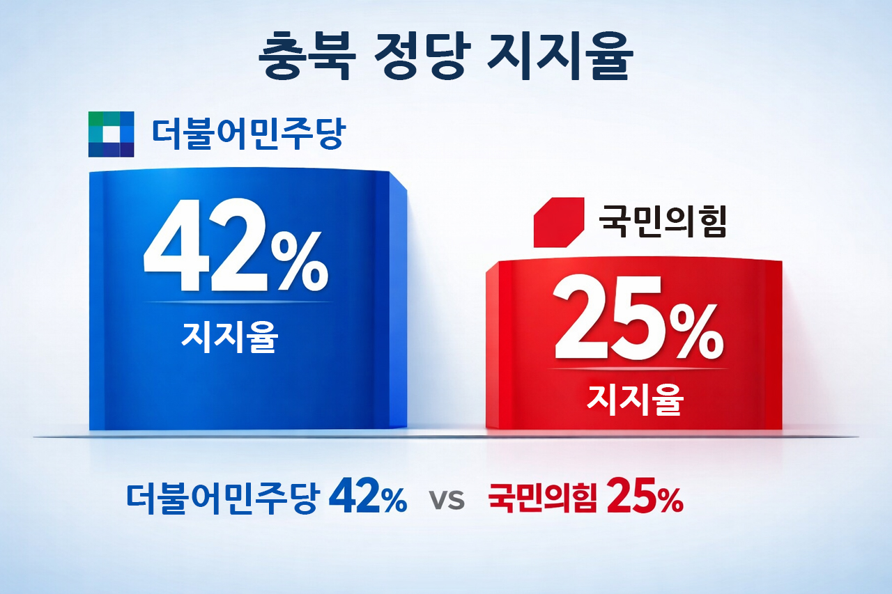 충북 민심, 정당 지지도 민주당 우세... 충북지사·청주시장 여론조사 선... - 뉴스 썸네일 이미지